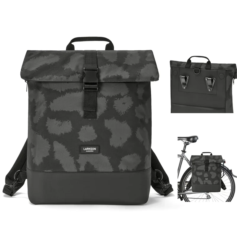 LARKSON Fahrradtaschen für Gepäckträger Damen & Herren Grau Leo - Tammo Bike - 2 in 1 Fahrrad Tasche Rucksack & Gepäckträgertasche Hinten - Wasserabweisend