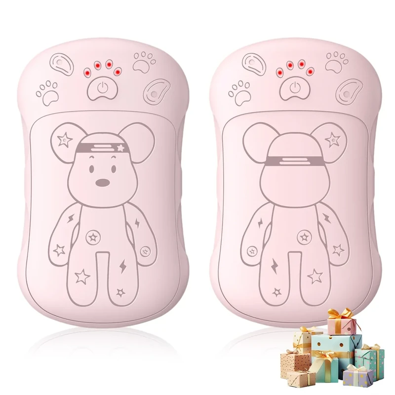 PlsMupn 2 Pack Handwärmer Elektrisch, Handwärmer Elektrisch mit 6000 mAh USB Tragbarer Taschenwärmer, Aufladbar Taschenofen Magnetische Hand Warmers Outdoor Camping für Männer Frauen Kinder-Rosa