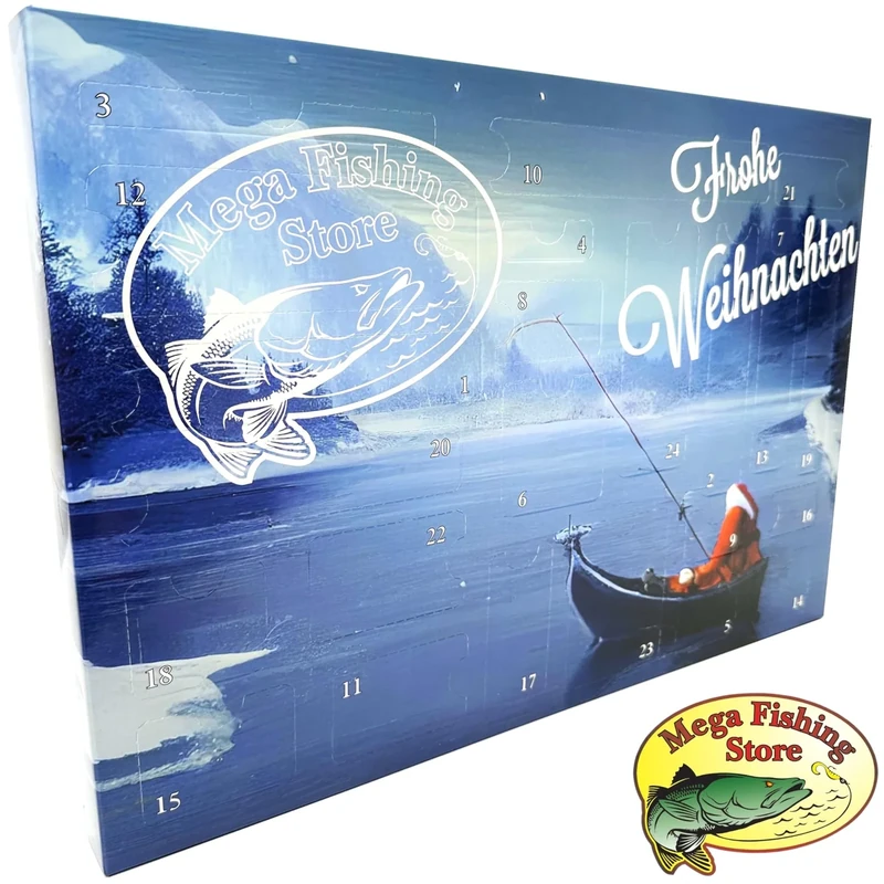 MF Mega Fishing Deluxe Raubfisch Angler Adventskalender - Spinfischer Hecht Zander Barsch Forelle & co. Angel Weihnachtskalender - Advents Geschenk Kalender