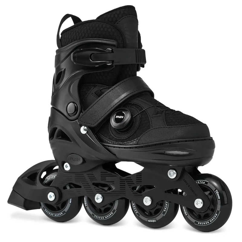 RAVEN Inline Skates Inliner für Kinder und Erwachsene OPTIONAL 2in1 mit Schlittschuhen verstellbar (Oxen PRO Black ohne Kufen, 38-42 (25cm-27,5cm))