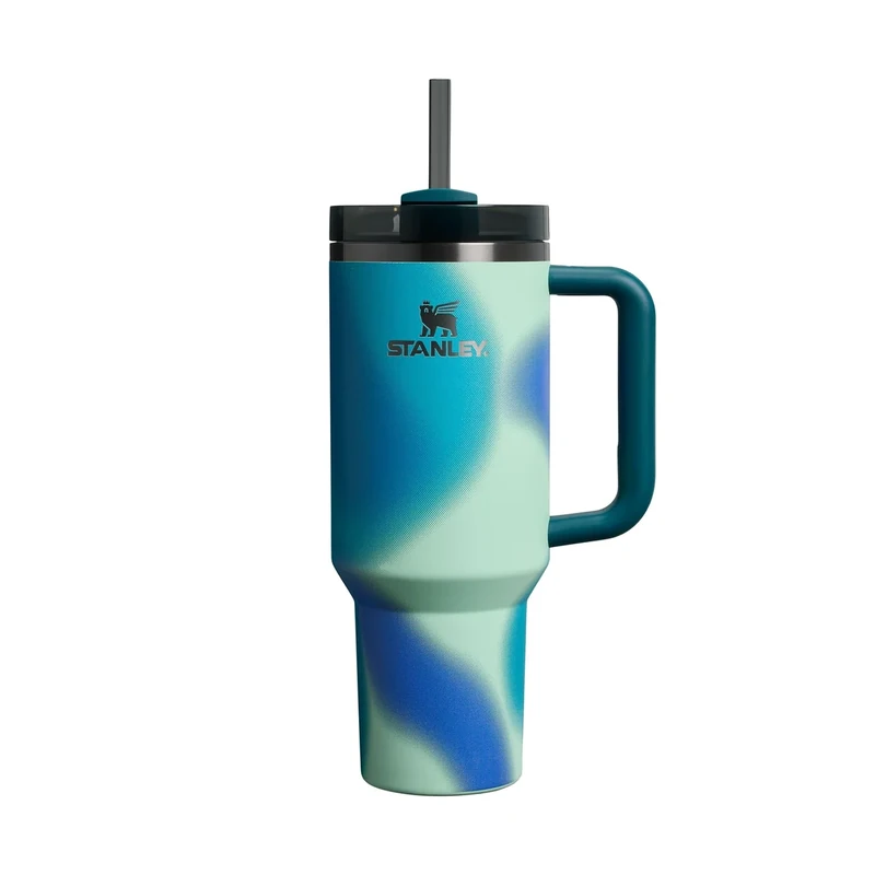 STANLEY Quencher H2.0 Flowstate Trinkflasche Mit Strohhalm 1.2L - Thermobecher Kühlt 11 Stunden - 48 Stunden Eisgekühlt - Thermosflasche BPA Frei - Edelstahl Trinkbecher - Coastal Teal Motion - Image 1