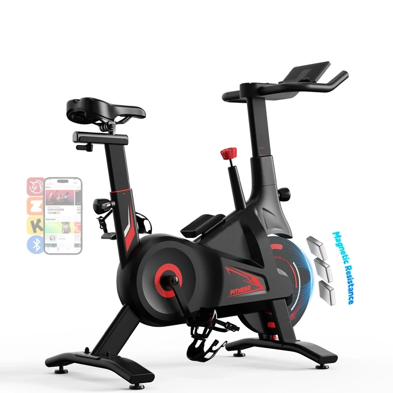 Bluearth Hometrainer Fahrrad, leise Magnetischem Widerstand, max. 150KG,Indoor Spinning Bike für Cardio-Training zu Hause，verstellbarer Widerstand & Smart-App mit Immersivem Erlebnis und Live-Kursen