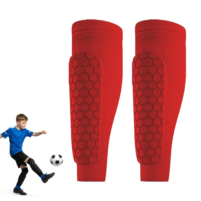 Schienbeinschoner Kinder 2025 Neu für Fussball, Ski, Sportbedarf, 1 Paar Atmungsaktive & rutschfest Schienbeinschoner | für heranwachsende Spieler (72g/1 Paar) (Rot, L)