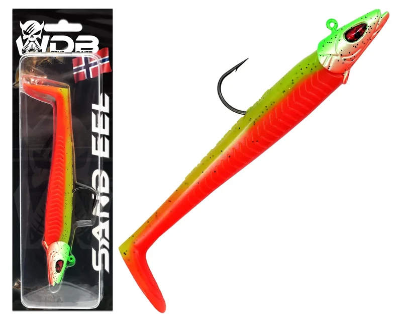 Wild Devil Baits Sand EEL Sandaal Meeres Shad Gummifisch Meeresköder Dorsch Norwegen (Fire Tiger, 65g)