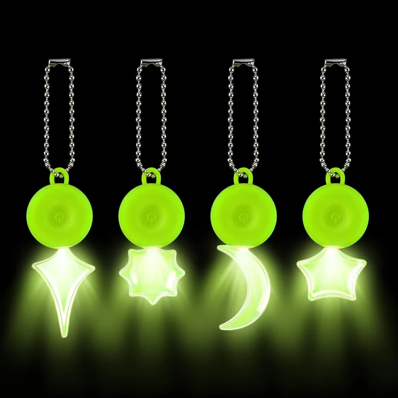 ZLCBBD LED Blinklicht Schulranzen - 4 Stück Reflektoren Kinder Anhänger mit Schlüsselanhänger, Wasserdichte Sicherheitslicht für Radfahren Gehen Laufen