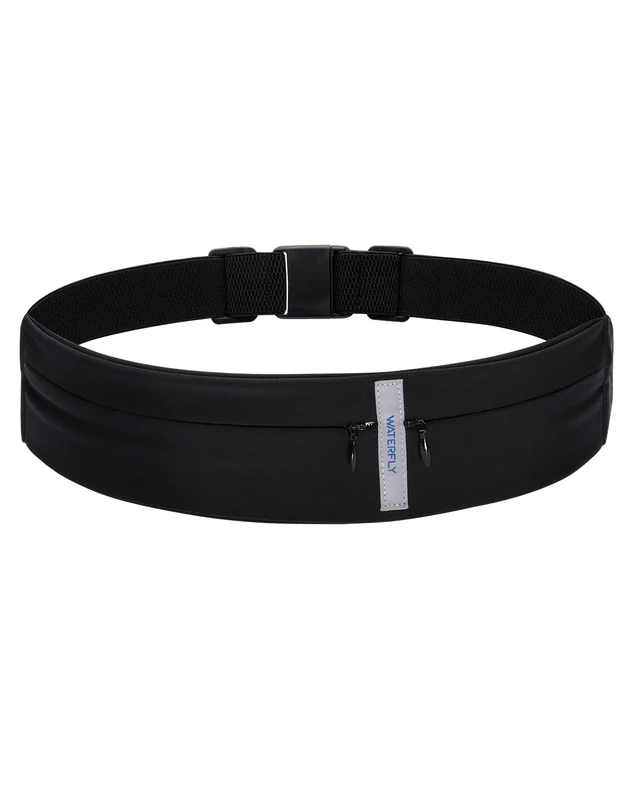 WATERFLY Laufgürtel für Handy Handytasche Joggen: Lauf Gürteltasche Flache Bauchtasche Damen Herren Jogging Gürtel Running Belt Lauftasche Sportgürtel Hüfttasche zum Laufen Sport Fitness Reisen