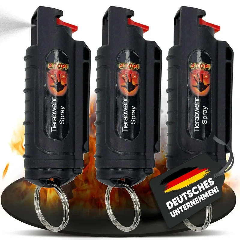 3 x Wilhelm Pfefferspray 16 ml Schlüsselanhänger schwarz Tierabwehr Selbstverteidigung CS Gas KO Spray hochdosiert (ca. 2 Mio. Scoville) effektives Verteidigungsspray