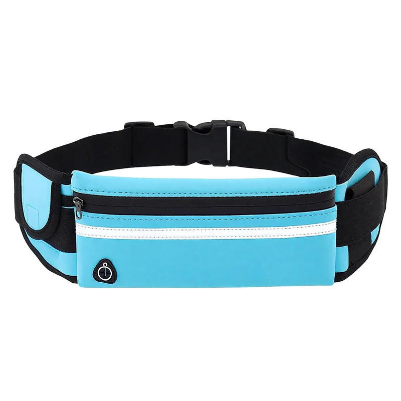 UYGTHI Laufgürtel Handy Tasche Jogging, Reflektierende Handytasche Joggen Wasserdicht für Damen und Herren, Laufgürtel mit Kopfhöreranschluss und Verstellbarem Gurt (Blau)