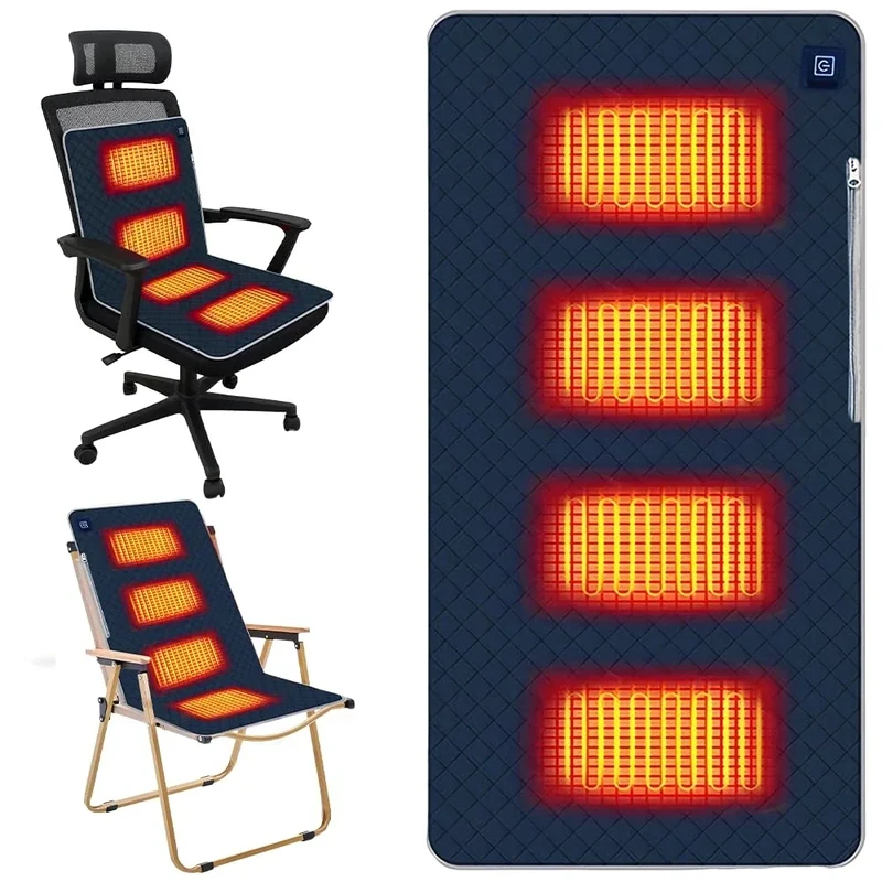 Sitzkissen Beheizbar Outdoor, 45 X 90 cm Heizkissen USB, Beheizbares Sitzkissen Aufladbar mit 3 Heizstufen, USB Beheiztes Heizkissen für Stadion Ausflug Camping Bürostuhl Sofa(Marineblau)