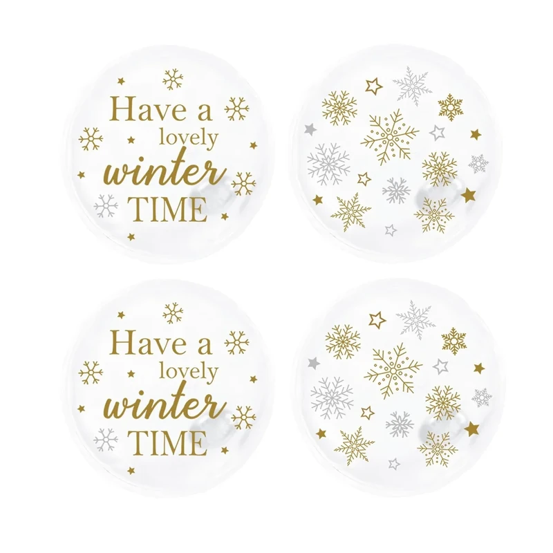 Handwärmer Taschenwärmer Wiederverwendbar, 4er Set Handwärmer Knicken, Taschenwärmer Weihnachten Schneeflocken, Fingerwärmer Wärmeknickkissen für Wärme Unterwegs