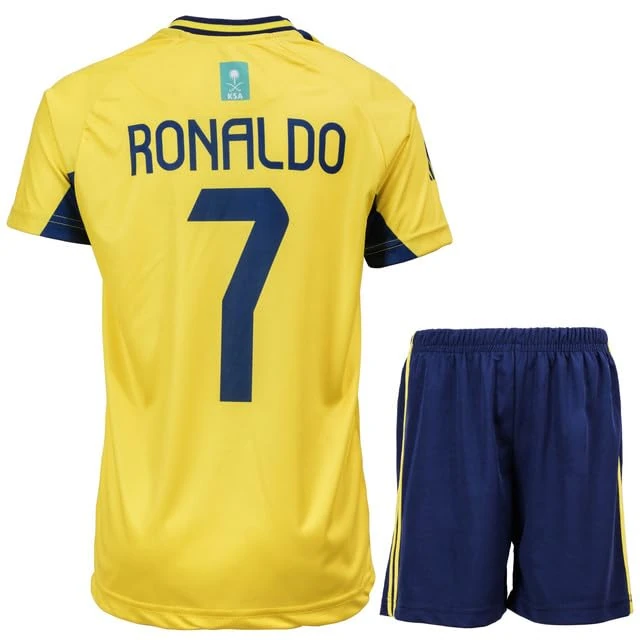 Hawkara Al NASSR 25/26 Ronaldo #7 Kinder Sonderausgabe Home Trikot mit Kurz, Fußball Trikot Set Jugendgrößen (Home,164)