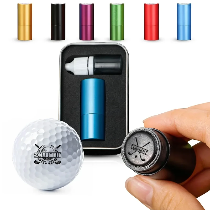UIDMEN Personalisierter Golfball-Stempel mit Metallbox - Wiederverwendbare Ballmarkierung, Golfzubehör Geschenk für Golfer, Väter & Ehemänner (Vatertag/Geburtstag/Hochzeit)