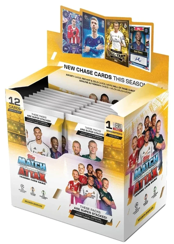 Topps UCC Match Attax 2025/26 - Full Box - Enthält 32 Päckchen mit 4 speziellen Einsteckkarten pro Packung (12 Karten pro Packung)