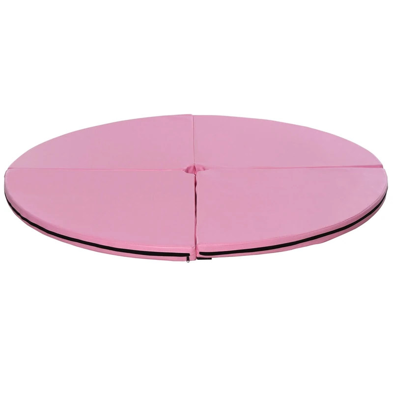 HOMCOM Tanzstangenmatte, Ø 150cm Stangentanz Schutzmatte, 5 cm dick Pole Dance Matte, faltbare Sicherheitsmatte, tragbare Fitness Matte, Stoßdämpfende Sicherheitsmatte, Gymnastik, Yoga, Rosa