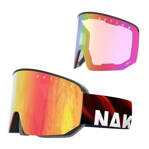 NAKED Optics NOVA Skibrille Männer, Ski Brille Frauen, Snowboardbrille, Ski-Brille schlechtes Wetter, Schibrille mit optionalen Wechselgläsern, Skiing Goggles (NOVA Steam, +inkl. Schlechtwetterglas)