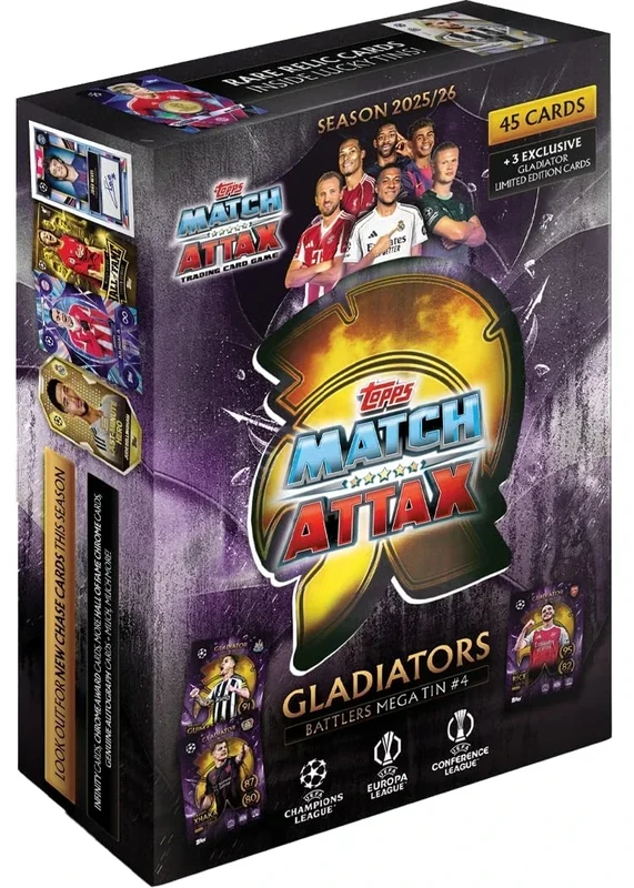 Topps UCC Match Attax 2025/26 - Mega Tin - Battlers - enthält 45 Match Attax Karten plus 3 exklusive Gladiators LE-Karten