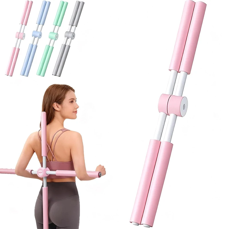 Yoga Stange Haltungskorrektur, Haltungskorrektor & Haltungstrainer | 80cm | 2-in-1 Rückenstab für Yoga, Gymnastik, Rückentraining | Rutschfester Schaumstoff für Erwachsene & Kinder (Rosa)