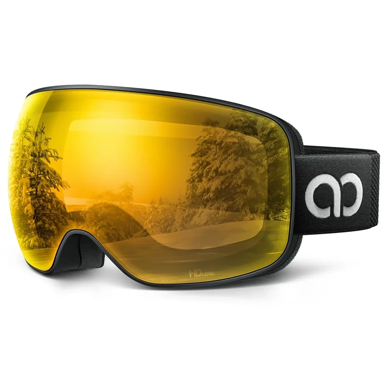 Lamicall Skibrille Herren, OTG Snowboardbrille Damen - [Ultra HD & Breitere Sicht] TOP Anti-Foge Ski Brille für Brillenträger, Verspiegelte Polarisierte Snowboard Schutzbrille, UV400 Schneebrille