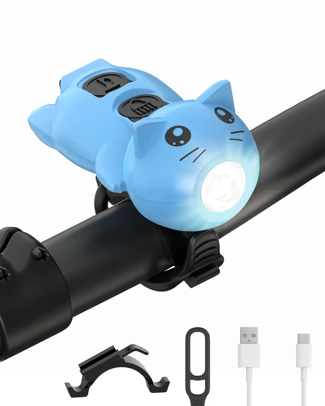 Kinderroller-Licht, LED-Licht für Kinderroller – USB-aufladbares Licht für Kinderwagen & Roller, LED-Warnlicht mit Hupe, 3 Lichtmodi, wasserdicht, passend für Roller und Kinderwagen