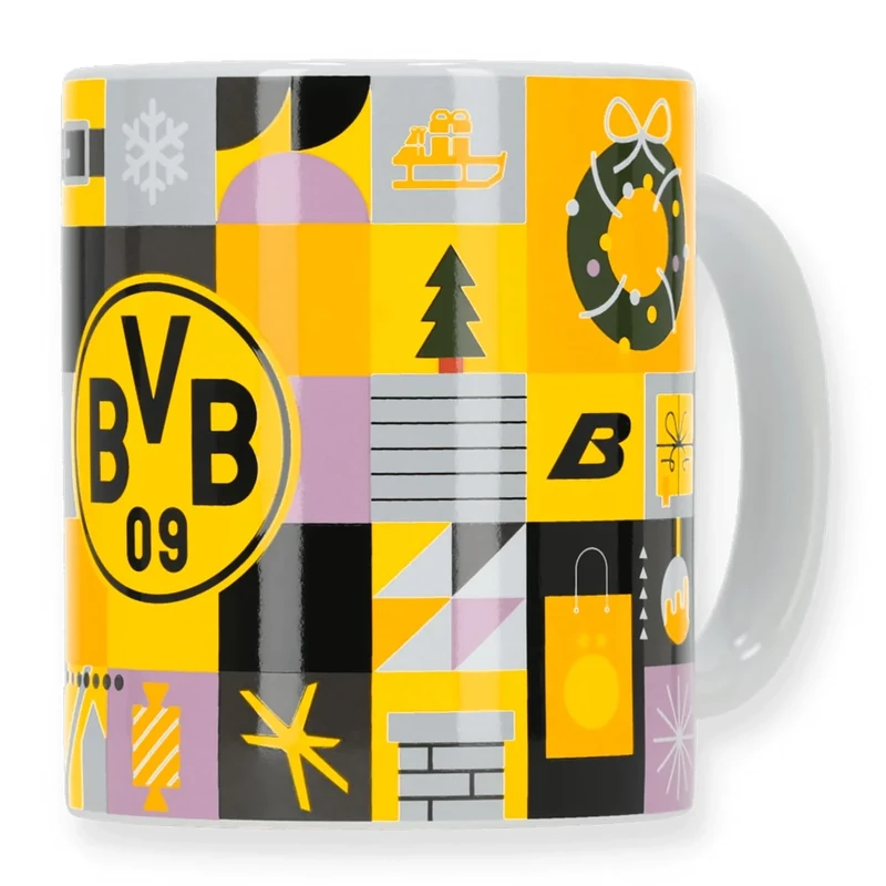 BVB Weihnachtstasse, 10,5 x 10,5 cm, Keramik, Spülmaschinenfest, Winter-Edition mit Festlichen Motiven