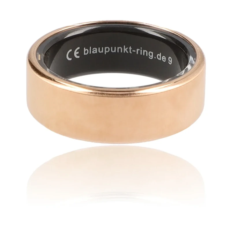 Blaupunkt Smart Ring PRO | kein ABO | Keine unsichere Cloud | Titan | Schritte, Schlaf, Puls, Blutsauerstoff SpO2, Kalorien, HRV, Sport-Aktivitäten | IP68 | für Android und iOS | Rosegold | Größe 14