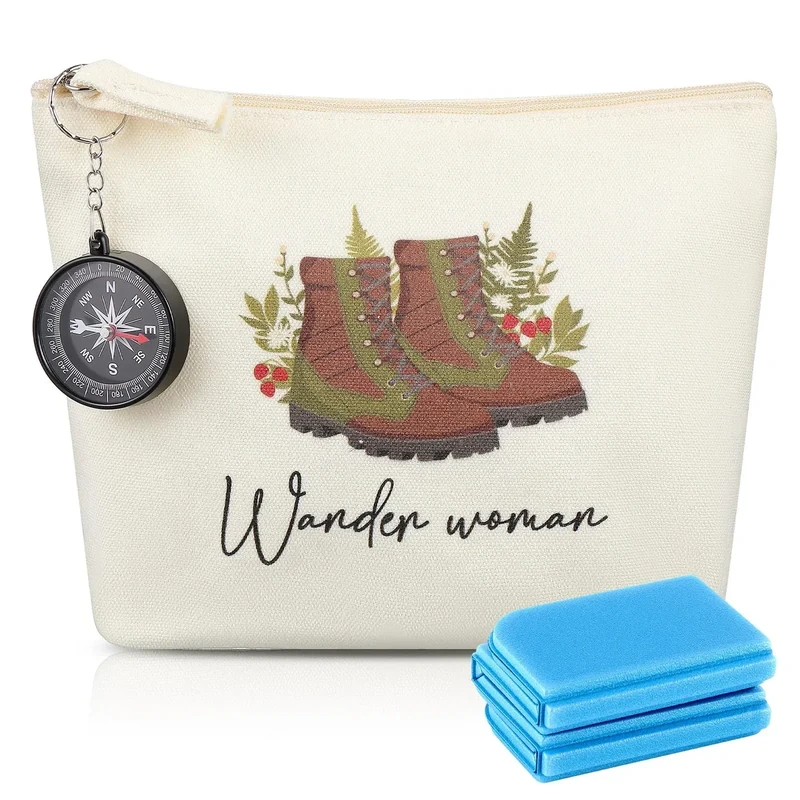 Namalu 4er Set Wandern Geschenke Enthalten 1 Wasserdicht Wetterfest Sitzkissen Outdoor Faltbar 1 Kompass 1 Wundertüte Wander Woman Canvas Tasche 1 Regenponcho Wanderzubehör für Damen(Blau)