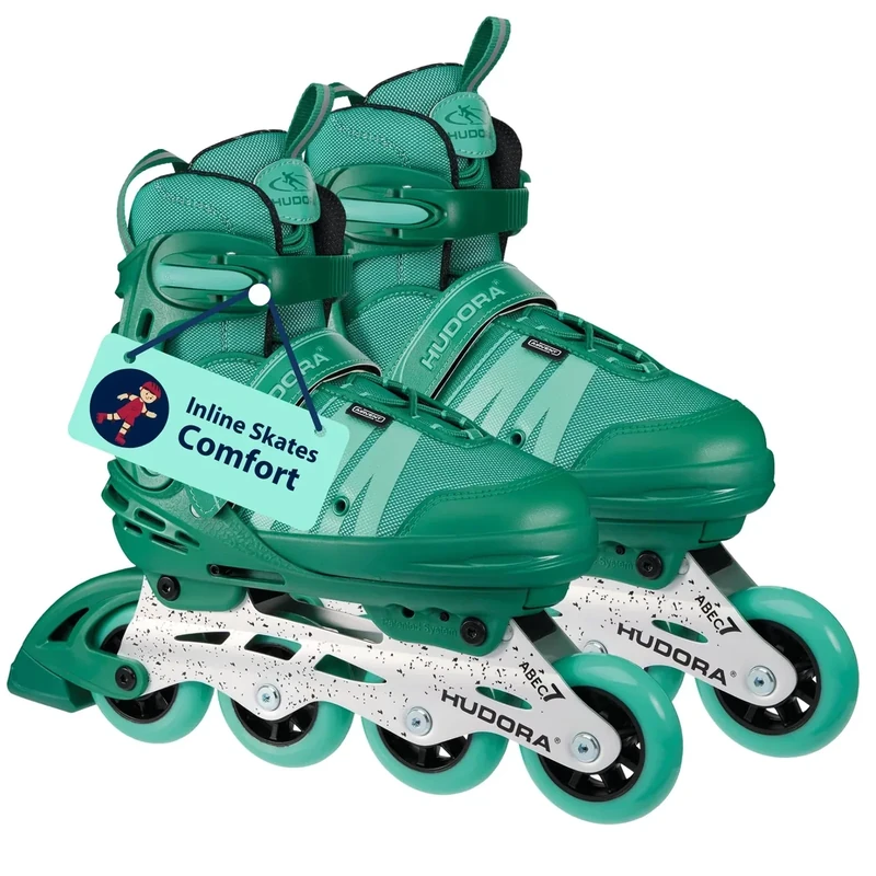HUDORA Inline Skates Comfort Aquatic - Inliner für Kinder & Jugendliche in Größe 35-40 - Roller Skates bis zu 6 Größen in Weite & Länge verstellbar - atmungsaktive Freizeit Inline Skates