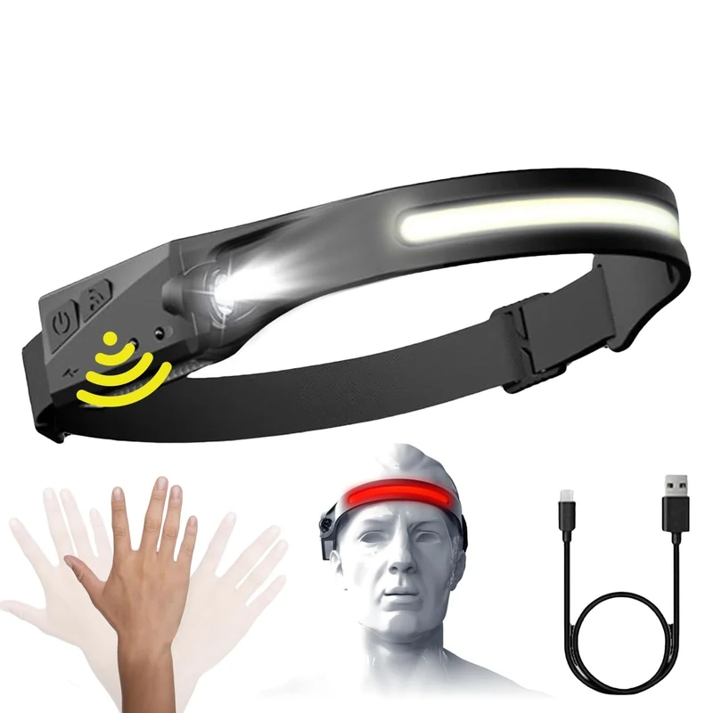 Reiteag Adventure Shop Light Stirnlampe Led Wiederaufladbar, 230°Wide Stirnlampe Rotlicht, Kopflampe Sensor Headlamp, Wasserdichte Mit Kopflampe Joggen