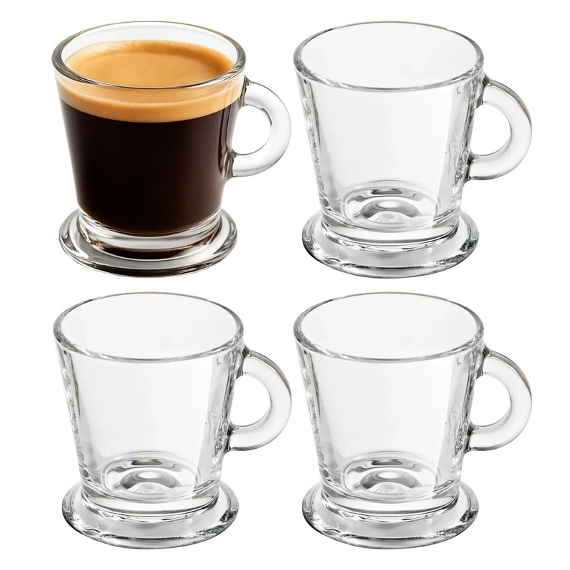 Murago - Espresso Gläser 6er Set ca. 80ml - Espressogläser mit Henkel Kaffeegläser Mokkagläser Glas Espressotassen kleine Gläser Ristretto Kaffeetassen Gläserset Barista Küchenzubehör - Image 1