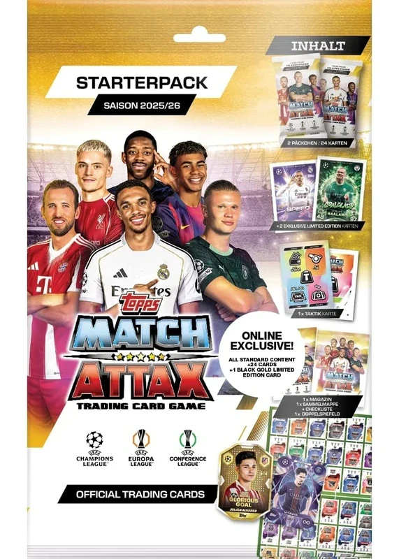 Topps UCC Match Attax 2025/26- Starter Pack - Exklusiv online! Enthält 48 Karten Plus 4 Exklusive Karten und vieles mehr!
