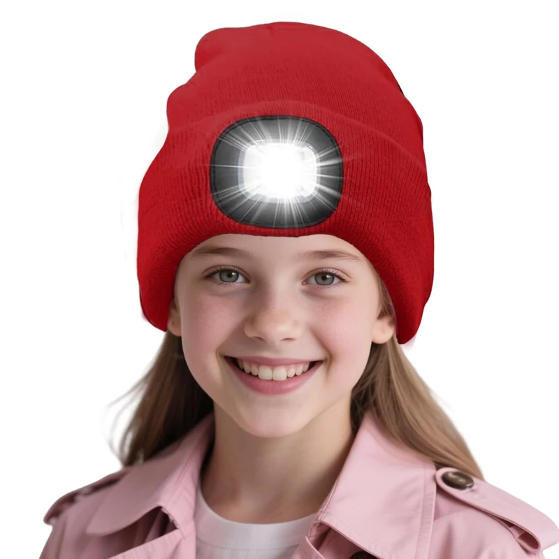 AWSOLAR LED Mütze Mit Licht Kinder für Winter Warme