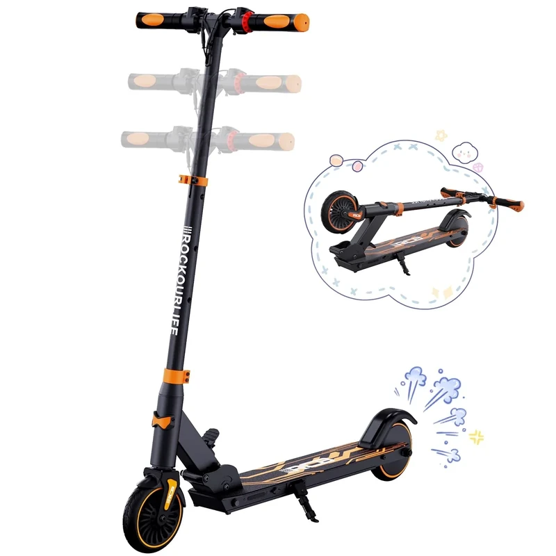 RCB R15 E-Scooter Kinder (8-12-16 Jahre) - bis zu 20 Km/h, Max. Reichweite 16Km, Elektroroller Faltbar für Kinder, Geschenk für Jugendliche （Orange）