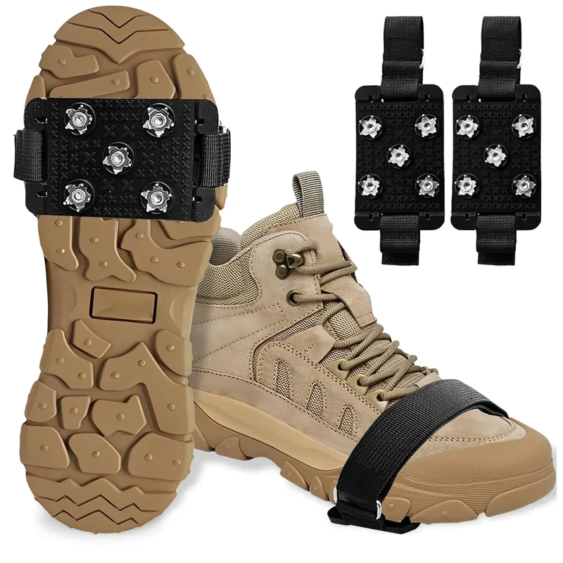 Spikes für Schuhe Winter, Anti Rutsch Schuhspikes Ice Schuhkrallen Eisspikes, Ice Klampen Steigeisen für Wanderschuhe, Spikes Schuhe Schuhkrallen mit 5 Zähne für Winter Wandern Schnee Eiswanderungen
