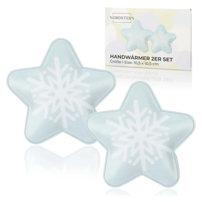 Nordstern Handwärmer Schneeflocken 2er Set - Wiederverwendbare Taschenwärmer für Kinder und Erwachsene - Taschen Wärmekissen 10 cm
