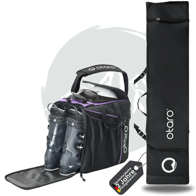Otaro Snowboardtasche & Skischuhtasche mit Helmfach (Classic Set | Lila) | längenverstellbare 140–180cm Snowboard Tasche | Snowboard Bag wasserfest & gepolstert | Wakeboard Tasche