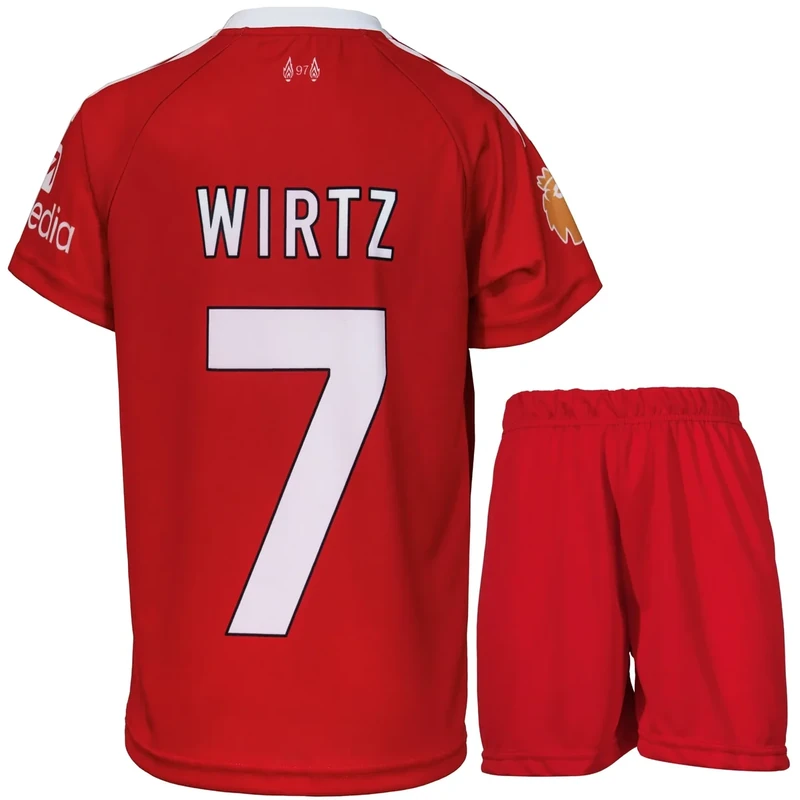 Hawkara Lpool 25/26 Wirtz #7 Kinder Sonderausgabe Home Trikot mit Kurz, Fußball Trikot Set Jugendgrößen (Rot,128)