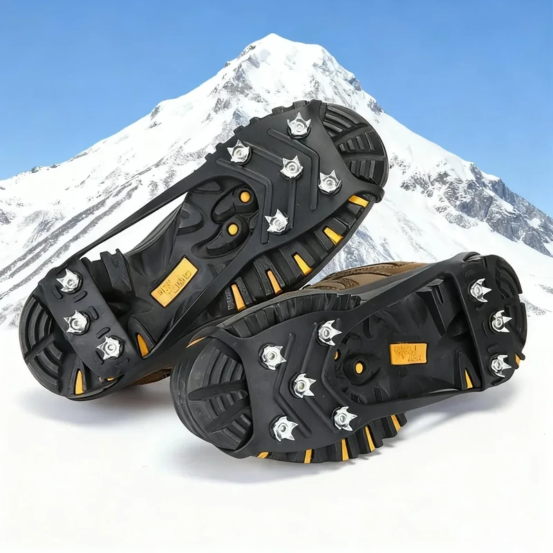 Spikes für Schuhe Winter, Spikes Schuhe Schuhkrallen mit 8 Zähne, Schuhspikes, Anti Rutsch Schuhkralle mit Edelstahl Spikes, Klampen Schuhe Spikes für Wandern, Schnee, EIS, Trekking, L: 41-46