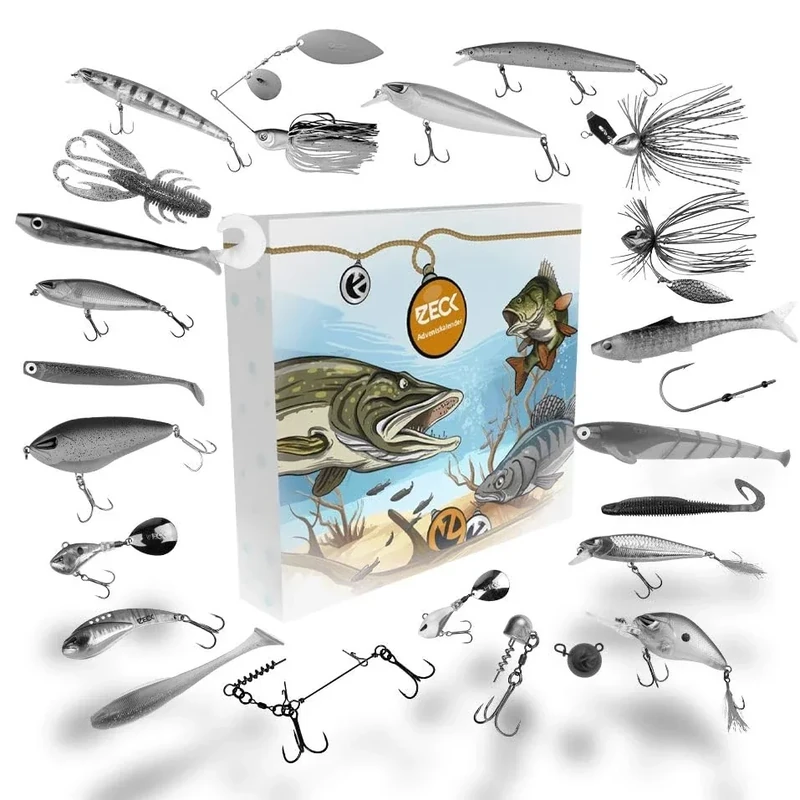 ZECK Adventskalender Raubfisch 2025 mit Wobbler, Gummi-, Metallköder und Haken und weiteren beliebte aktuelle Produkten & Sonderfarben