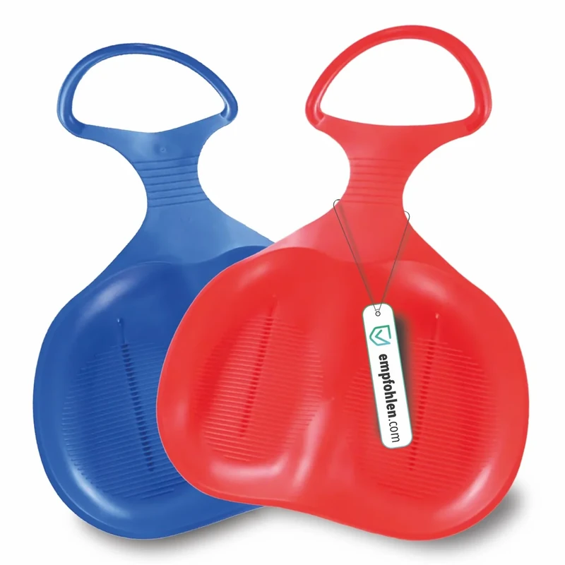 Active Peak® 2er Set Po-Rutscher Schlitten mit Griff Poporutscher Rodel Bob Schneerutscher für Kinder & Erwachsene; Ultraleicht Rutschteller Bobscheibe Snow Bob (2er Set: Rot & Blau)