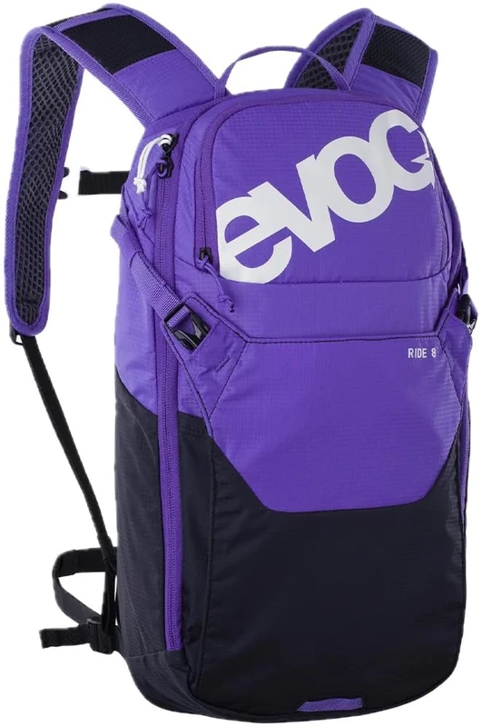EVOC RIDE 8 Fahrradrucksack, Trekkingrucksack für Trails & andere Aktivitäten (Backpack mit cleverem Taschenmanagement, AIR-PAD-Rückenpolsterung, hochwertiger Tagesrucksack), Violet - Black - Image 1