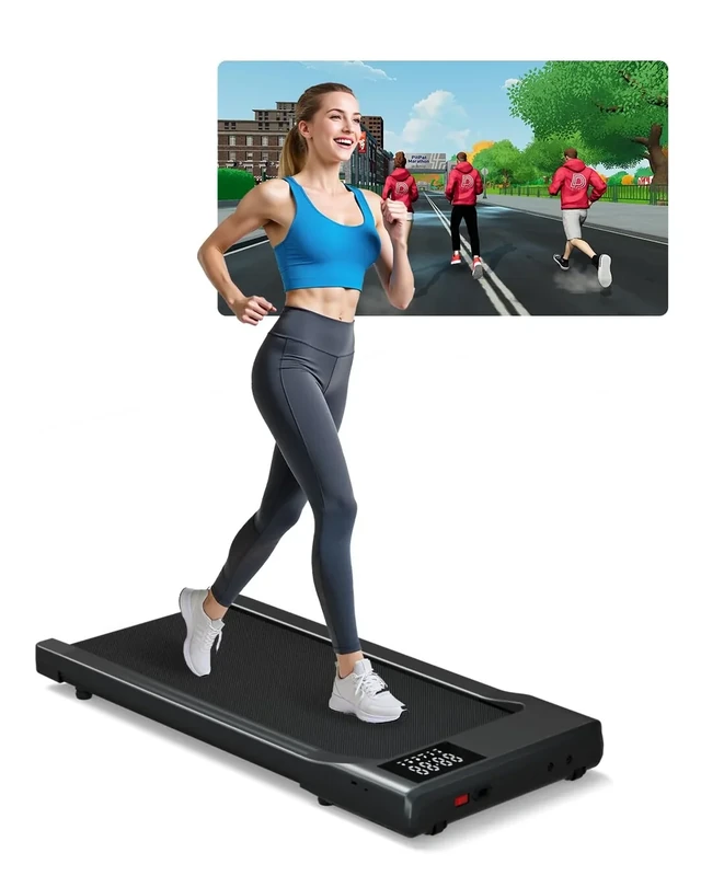 Walking Pad mit APP-Steuerung, Laufband für Zuhause und Büro 2 in 1 für Smart Tech Geräte 159KG, Laufband Schreibtisch Leise mit KI-Training und Multi-Runner-Rennen
