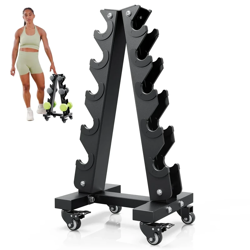 Dripex 5-Etagen Hantelständer mit Rollen, A-Rahmen Design, Verstellbares Fitness-Rack für Home-Gym, 200 kg hantel ständer, rutschfest & fingersicher (Nur Regal)