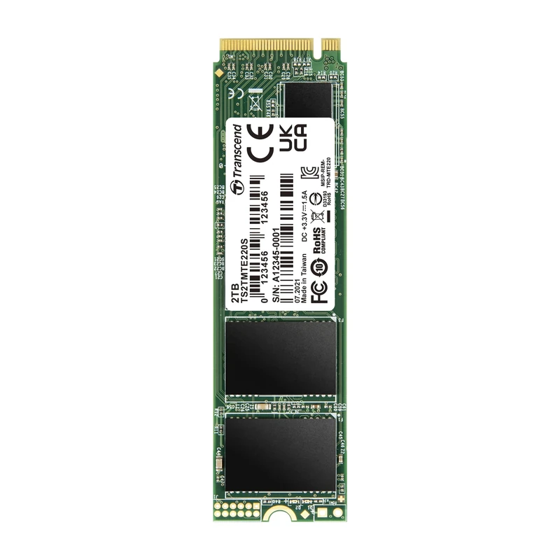 Transcend MTE220S SSD interne NVMe PCIe Gen3 x4 M.2 2280 2TB 3D TLC NAND avec cache DRAM - TS2TMTE220S