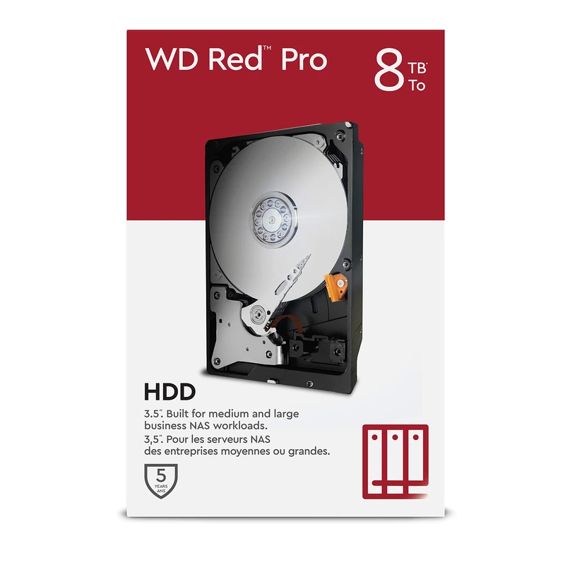 WD Red Pro 8 To NAS 3,5" Disque dur interne - Classe 7200 RPM, SATA 6 Go/s, CMR, 256 Mo en cache