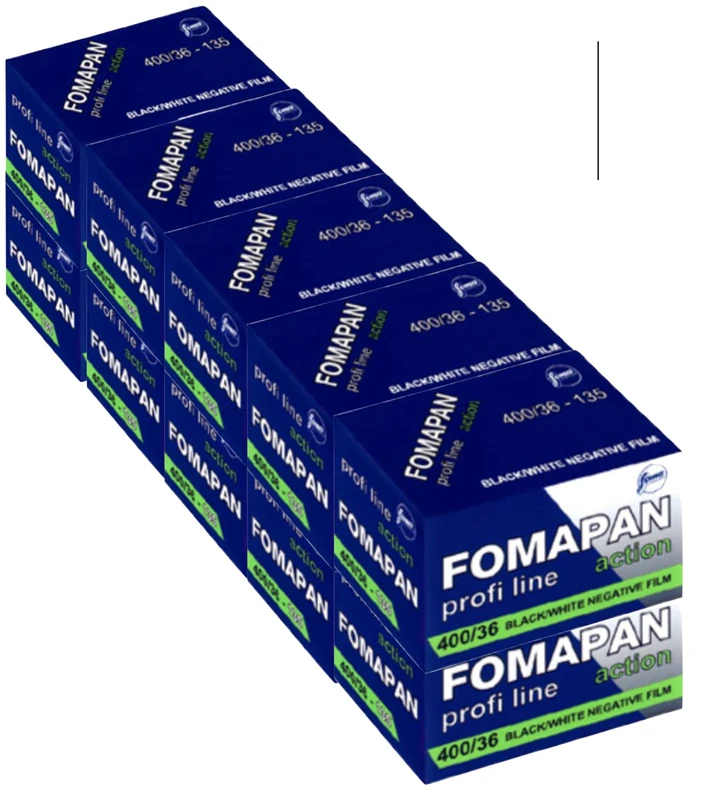 Pack de 10 FOMAPAN Action 400 135/36 Film Petit Format Noir/Blanc