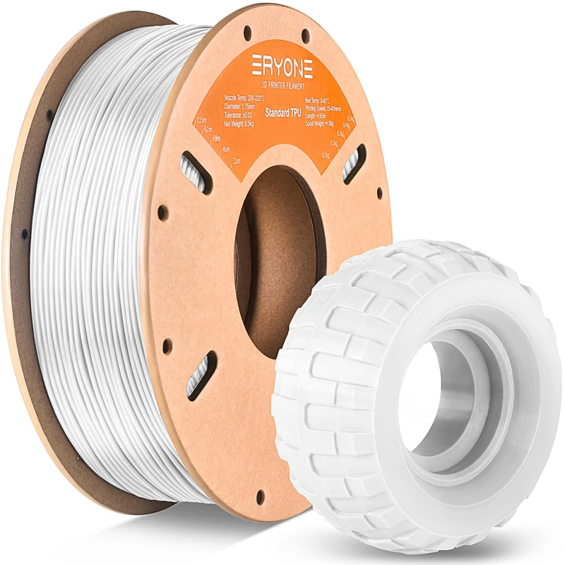 ERYONE Bobine de filament TPU 1,75 mm, 3D Drucker 1 kg, -0,05 mm, noir