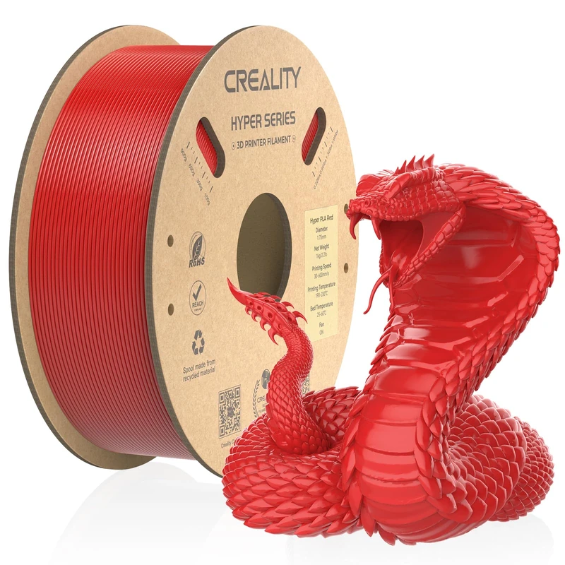 Creality Filament pour imprimante 3D Hyper PLA High Speed - 1,75 mm - Pour impression à grande vitesse - Précision dimensionnelle +/- 0,02 mm - 1 kg - Rouge CRGJX-HS-RD - Image 1