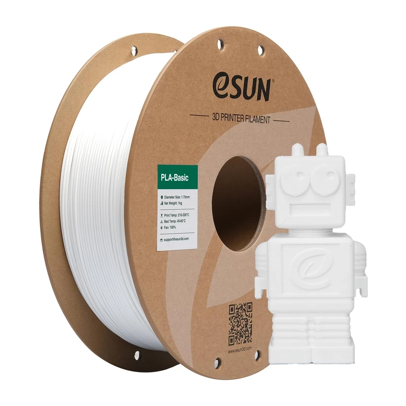 eSUN PLA Filament 1.75mm, PLA Basic Précision Dimensionnelle +/- 0.05mm, Bobine de 1KG (2.2 LBS) Filament PLA Rapide pour 3D Imprimantes,Blanc - Image 1