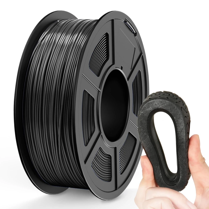 TECBEARS TPU Filament 1.75mm 1KG Noir, Flexible Imprimante 3D Filament TPU, 95A TPU Précision dimensionnelle +/- 0,03 mm, Bobine de 1kg, Noir