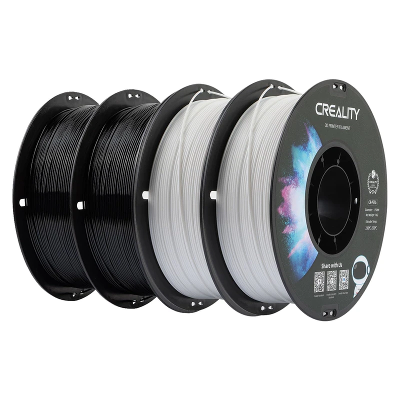 Creality CR-PETG Filament 1.75 mm 4KG, Excellente Ténacité Haute Précision, Résistant à l'Humidité, Filament PETG Brillant pour Imprimante 3D (Noir + Blanc)